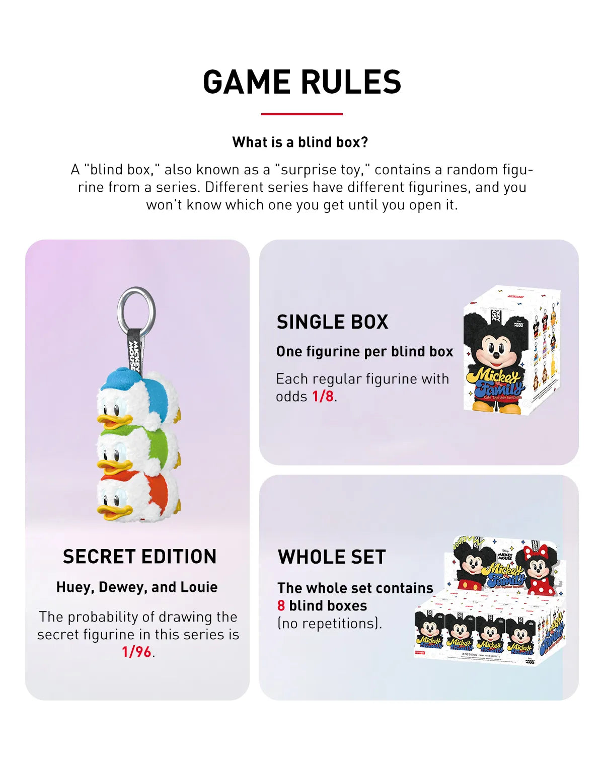 Pop Mart Mickey Family Cute Together Keychain Series Figures