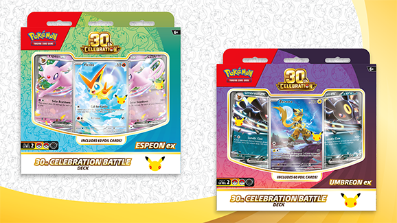 Pokémon TCG 30th Celebration Battle Deck Espeon ex and Umbreon ex official product image – Pixel Hub UK