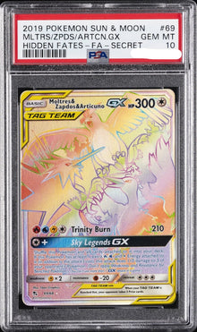 2019 POKEMON SM HIDDEN FATES #69 FULL ART/MOLTRES & ZAPDOS & ARTICUNO GX PSA 10 Pokemon