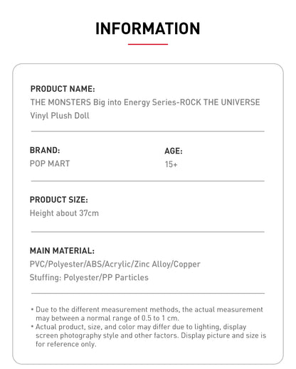 THE MONSTERS Big into Energy Series-ROCK THE UNIVERSE Vinyl Plush Doll
