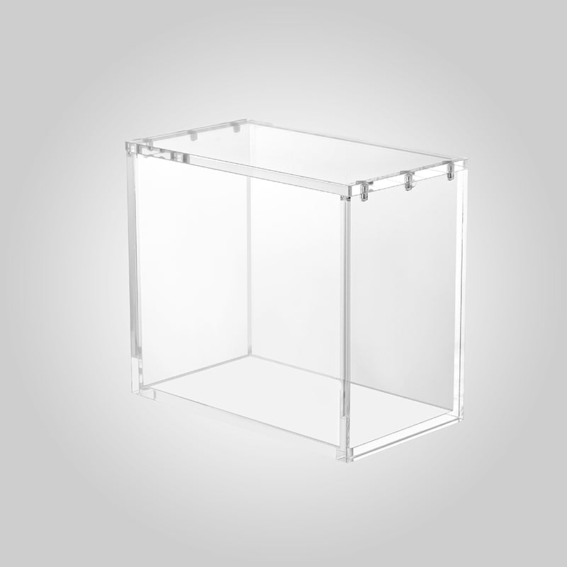Clear acrylic cube on a white background