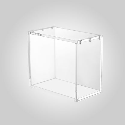 Clear acrylic cube on a white background