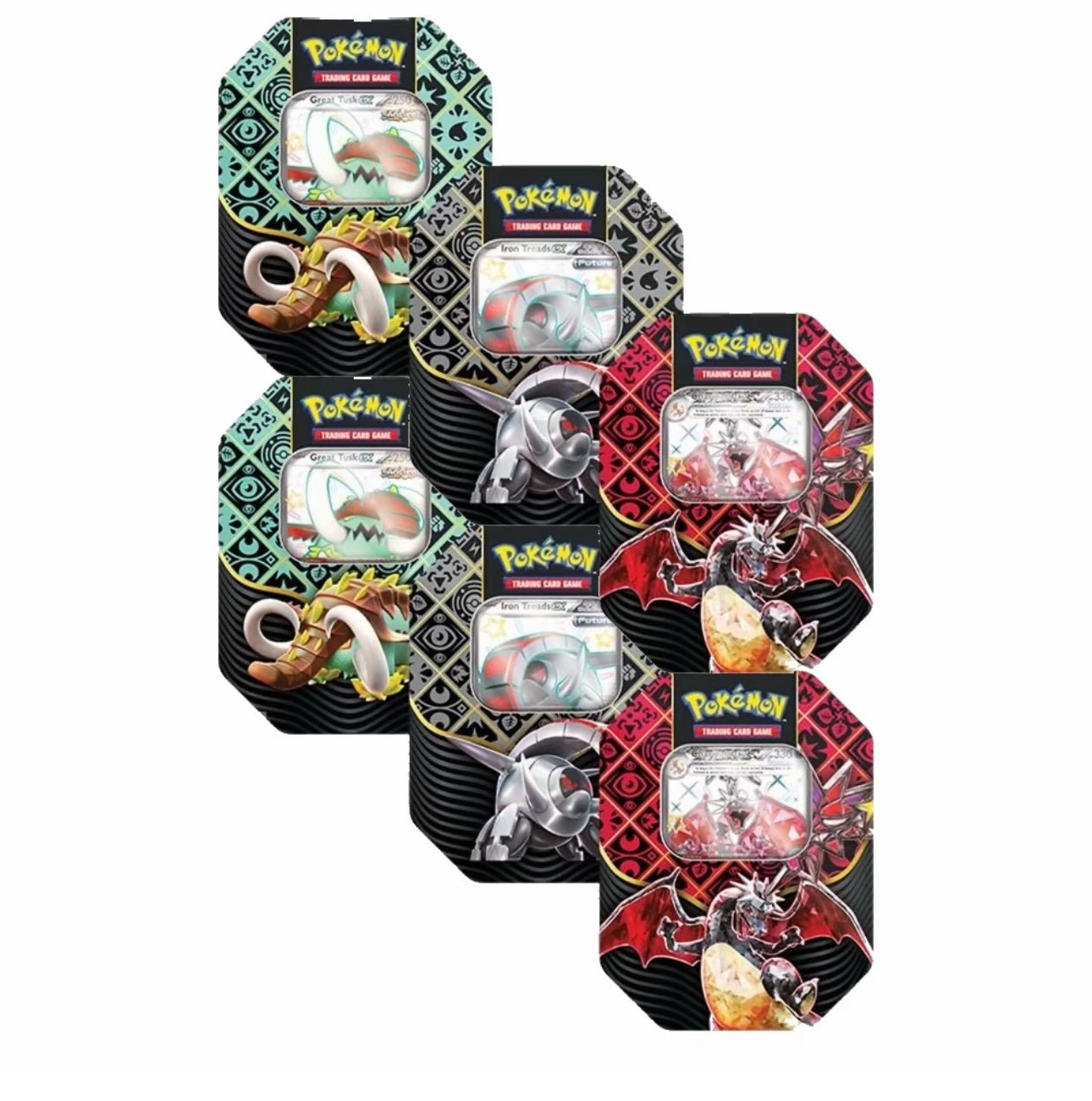 Pokemon TCG: Scarlet & Violet 4.5 Paldean Fates Tin - Great Tusk/Iron Treads/Charizard Pokemon