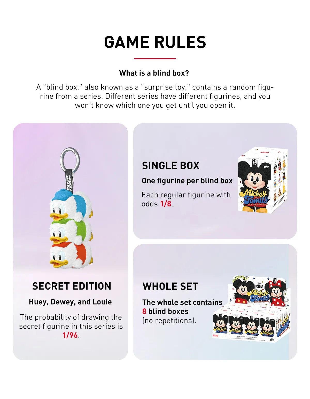 Pop Mart Mickey Family Cute Together Keychain Series Figures Pop Mart